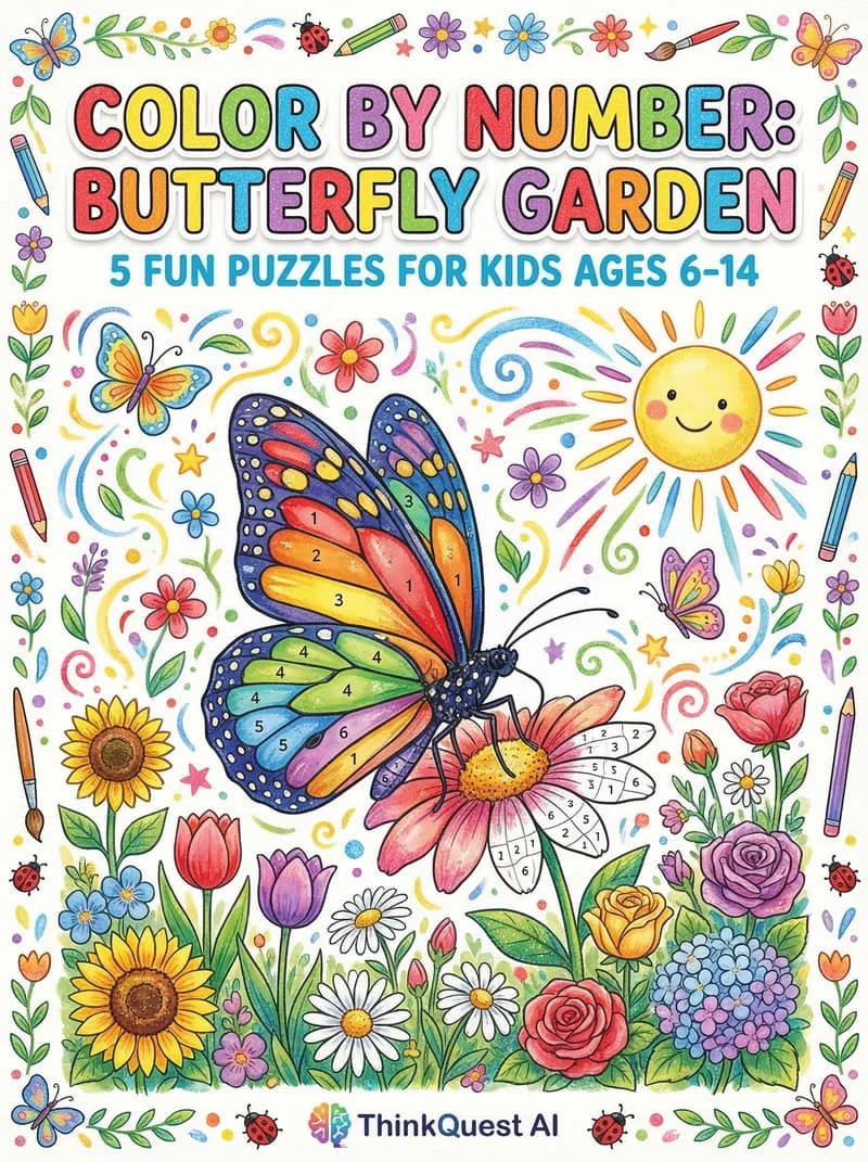 Color By Number: Butterfly Garden